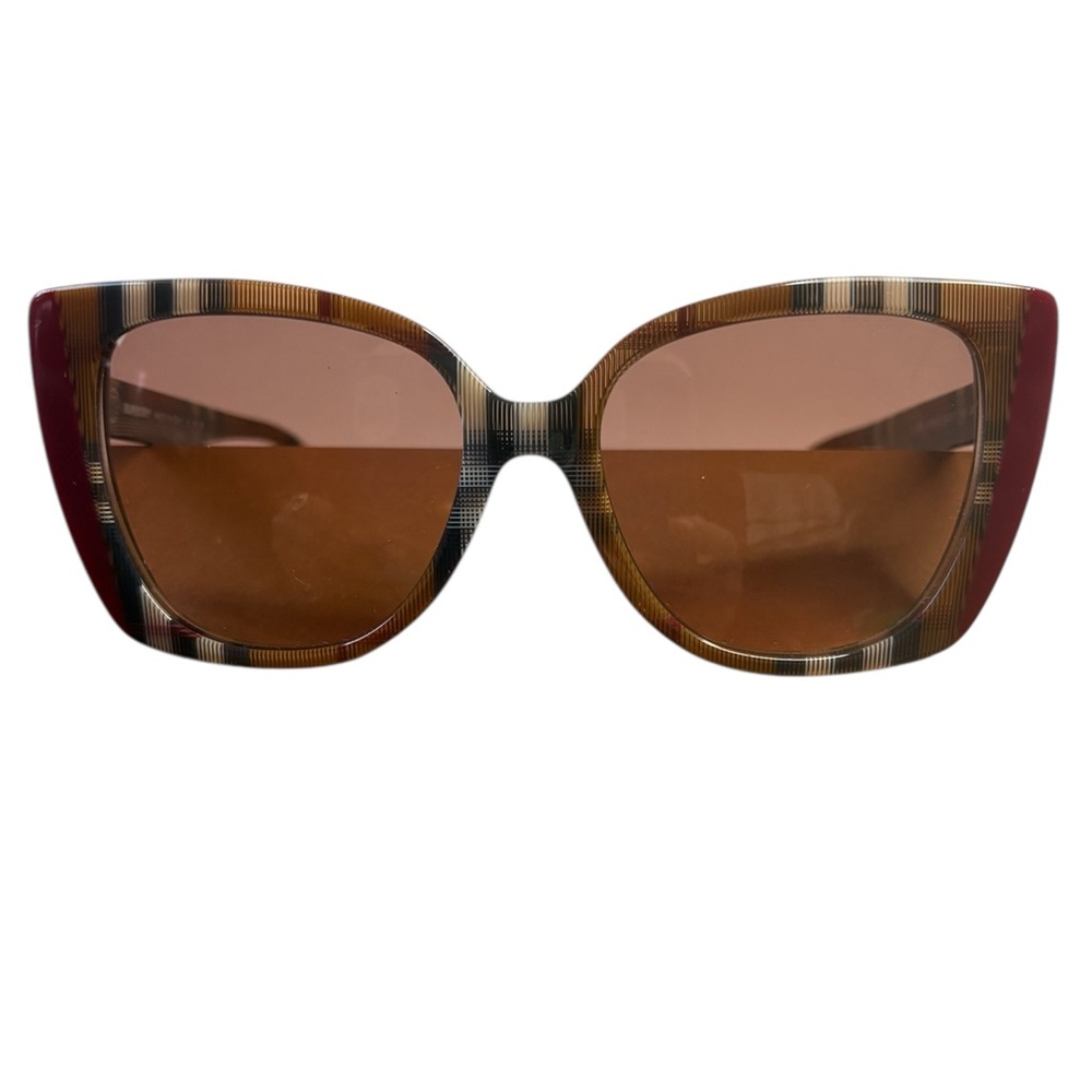 Burberry Cat Eye Sunglasses Tortoiseshell Check Brown Gradient Lens